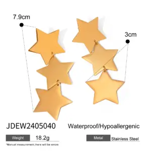 Gold Stainless Steel Geometric Star Earrings 13 S14b0672ae39844989bbd3cfb987ca280N