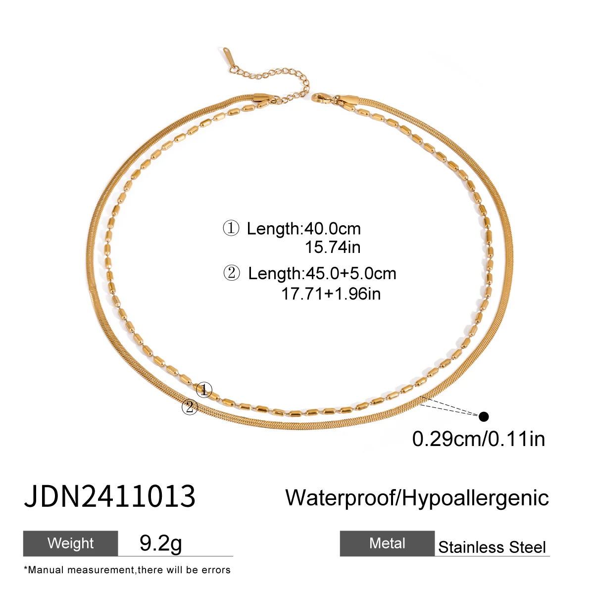 Stainless Steel Double-Layer Gold Necklace 7 Stainless Steel Double-Layer Gold Necklace - Image 7