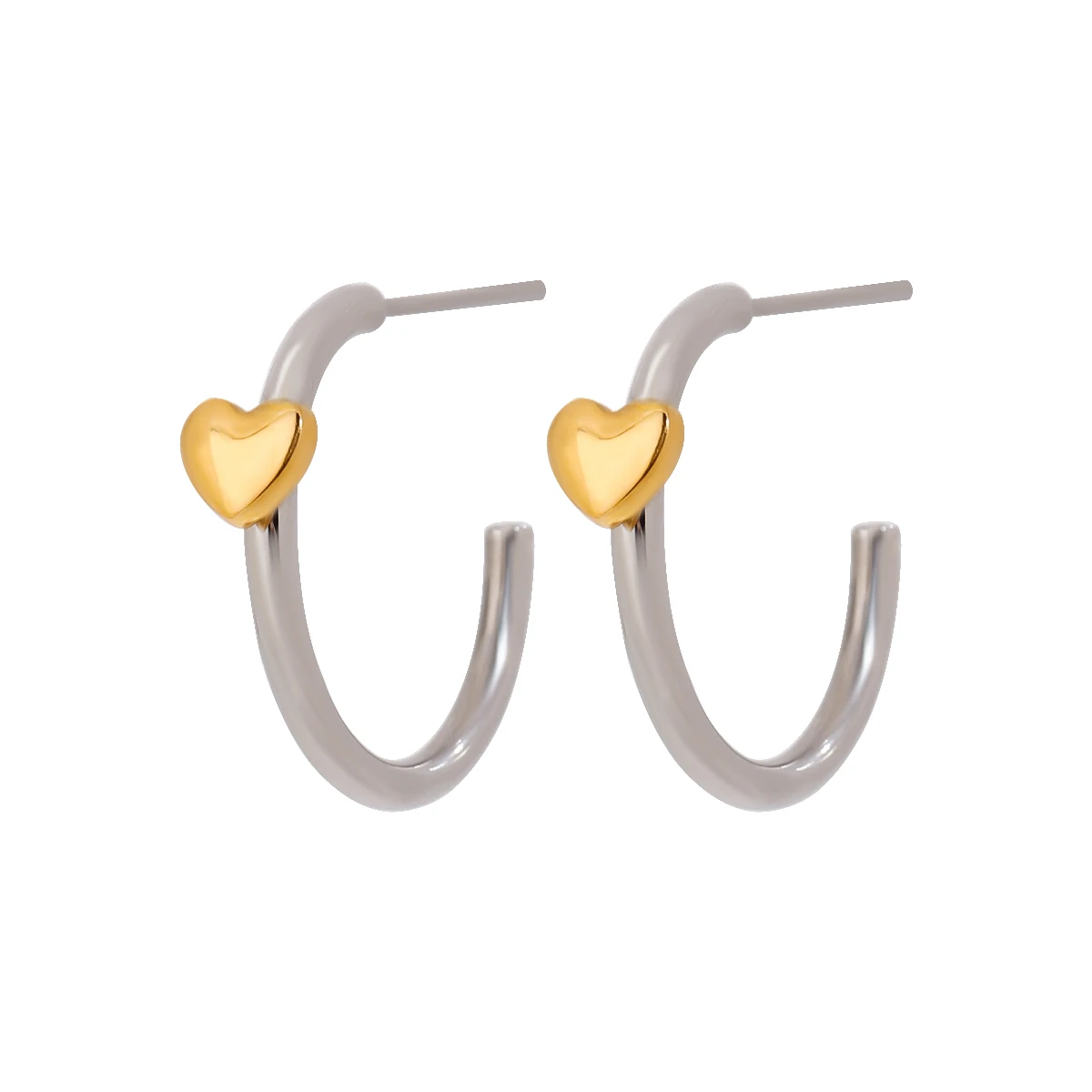 Stainless Steel Heart Hoop Earrings 1 Stainless Steel Heart Hoop Earrings
