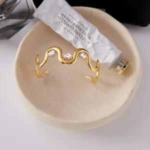 Stainless Steel Gold-Tone Oval Cuff Bracelet 10 S153c4c83bb8f4d71a002941c99a5a278L