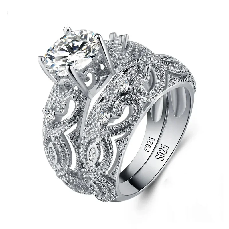 Elegant Silver Filigree Ring with Zircon Accents 2 Elegant Silver Filigree Ring with Zircon Accents - Image 2