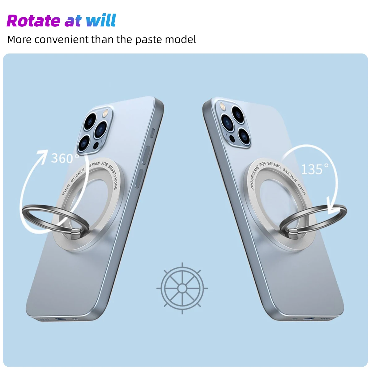 Magnetic Stainless Steel Phone Ring Holder for Apple 4 Magnetic Stainless Steel Phone Ring Holder for Apple - Image 4
