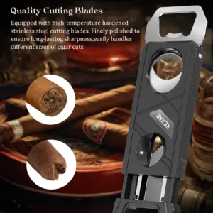 KEJIAR 3-in-1 Black Cigar Cutter with Bottle Opener 9 S158415b0049346b09cb453a36df5535aE