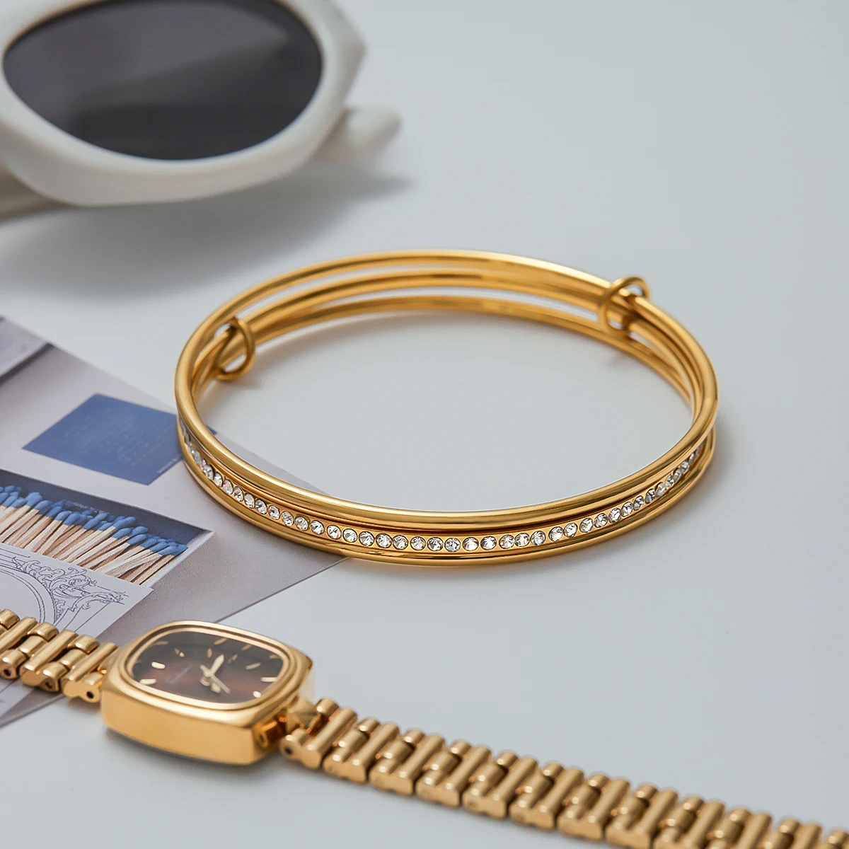 Gold-Tone Stainless Steel Fashion Bracelet JDB0104006-65 4 Gold-Tone Stainless Steel Fashion Bracelet JDB0104006-65 - Image 4