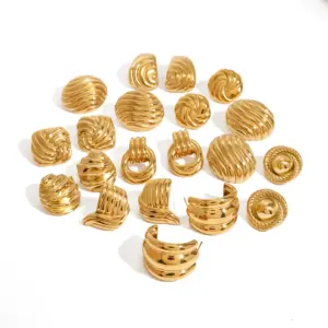 Gold-Toned Stainless Steel Earrings Collection 15 S15c0a54377e84758877a573600ad753cB