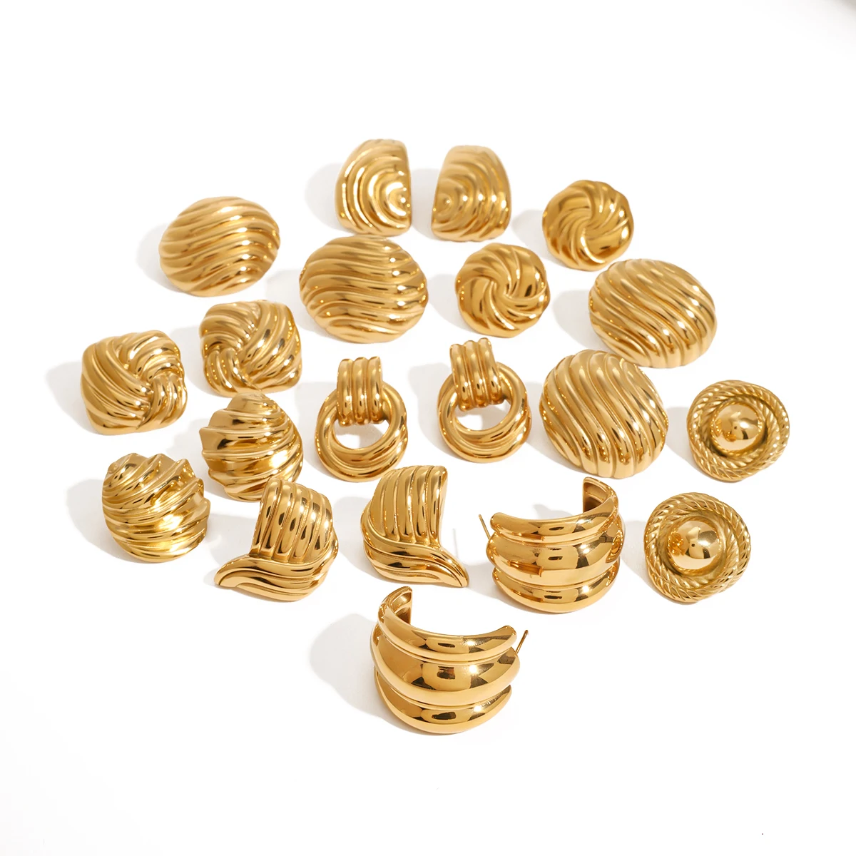 Gold-Toned Stainless Steel Earrings Collection 6 Gold-Toned Stainless Steel Earrings Collection - Image 6