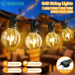 10m LED G40 Globe String Lights with 15 Bulbs