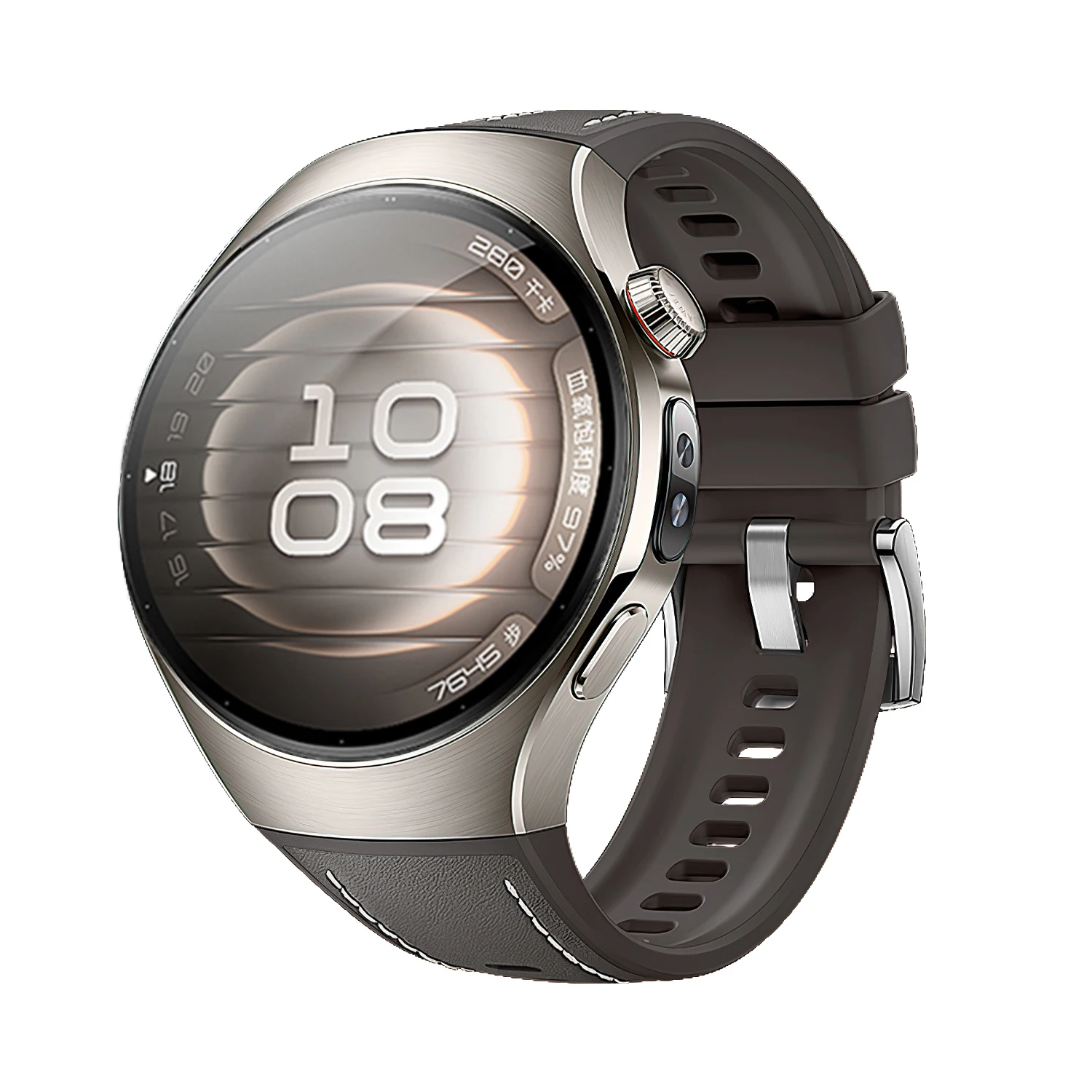 Leather Silicone Strap for Huawei Watch 5 (42mm & 46mm) 7 Leather Silicone Strap for Huawei Watch 5 (42mm & 46mm) - Image 7