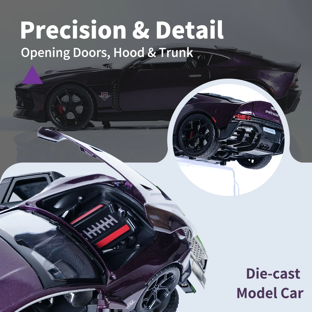 1:22 Purple Alloy Supercar Model 3 1:22 Purple Alloy Supercar Model - Image 3
