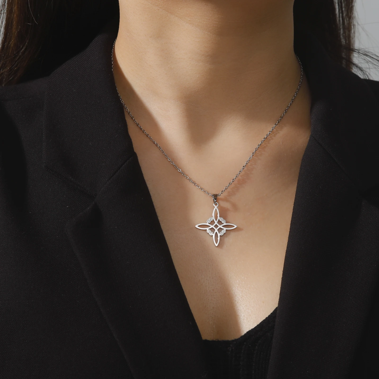 Metatron Cube Witch Knot Necklace in Stainless Steel 6 Metatron Cube Witch Knot Necklace in Stainless Steel - Image 6