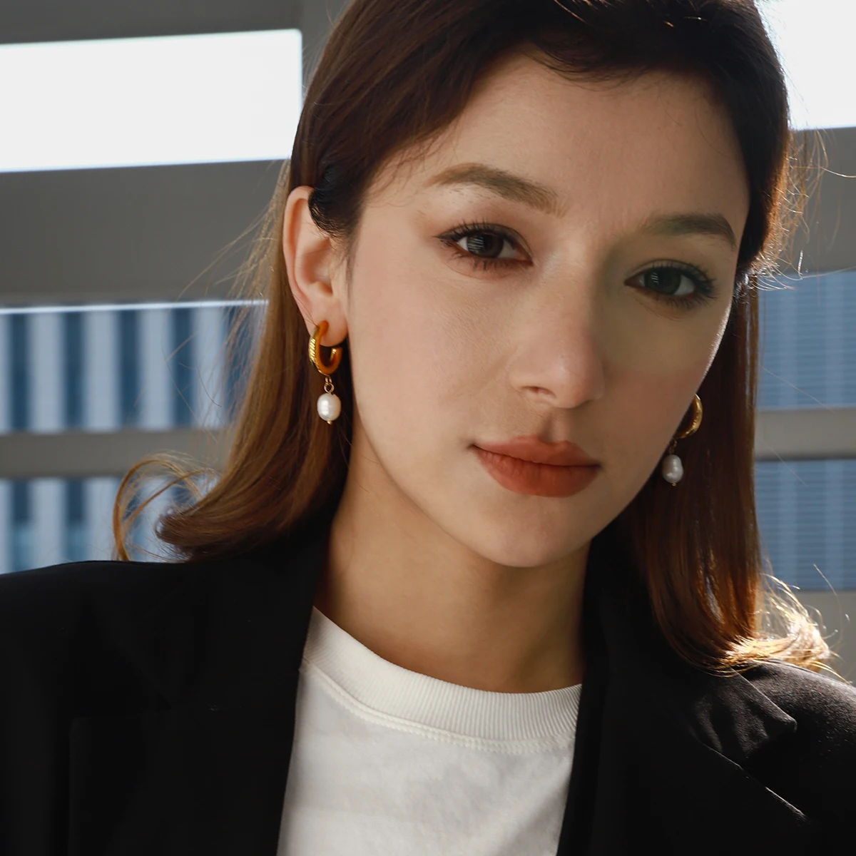 Stainless Steel Pearl Drop Earrings for Women 1 Stainless Steel Pearl Drop Earrings for Women