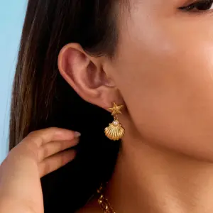 Ocean-Inspired Gold Stainless Steel Drop Earrings 8 S162f31e2c06c4ec896187ec18da1912aA