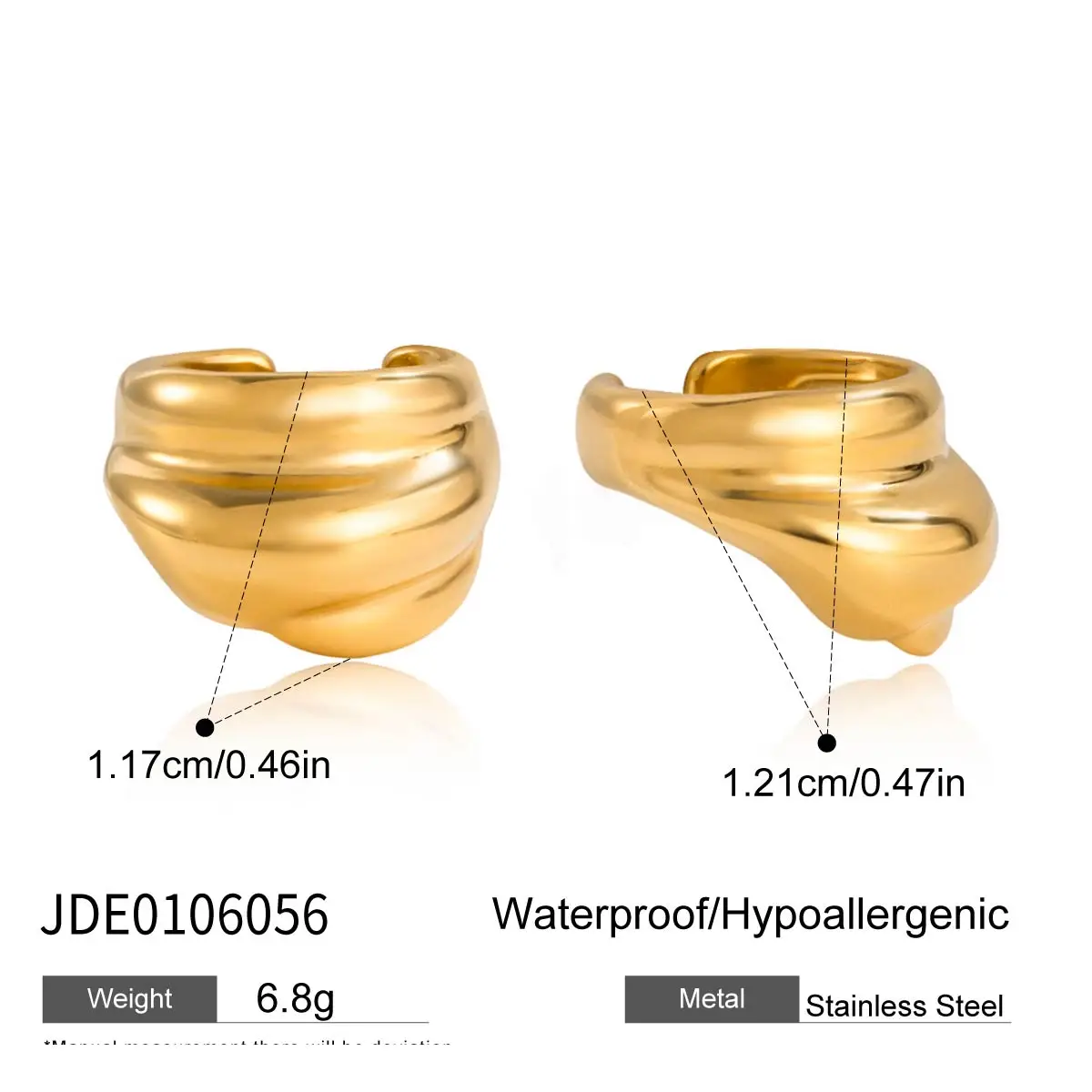 Elegant Stainless Steel Gold Ear Clip Set 9 Elegant Stainless Steel Gold Ear Clip Set - Image 9