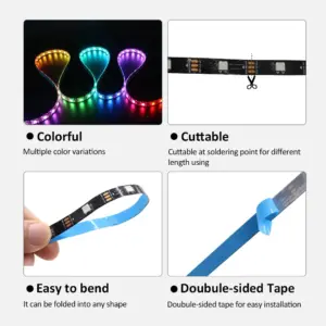 5M WS2812B RGB LED Strip Lights 30/60 LEDs 12 S1692b82dbe9e48b1be67f980f25012f1V