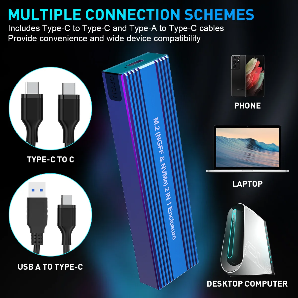 Dual Protocol M.2 SSD Enclosure with USB-C 4 Dual Protocol M.2 SSD Enclosure with USB-C - Image 4
