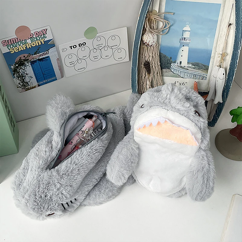 Plush Shark Pencil Case - 27cm, Durable, Fun 3 Plush Shark Pencil Case - 27cm, Durable, Fun - Image 3