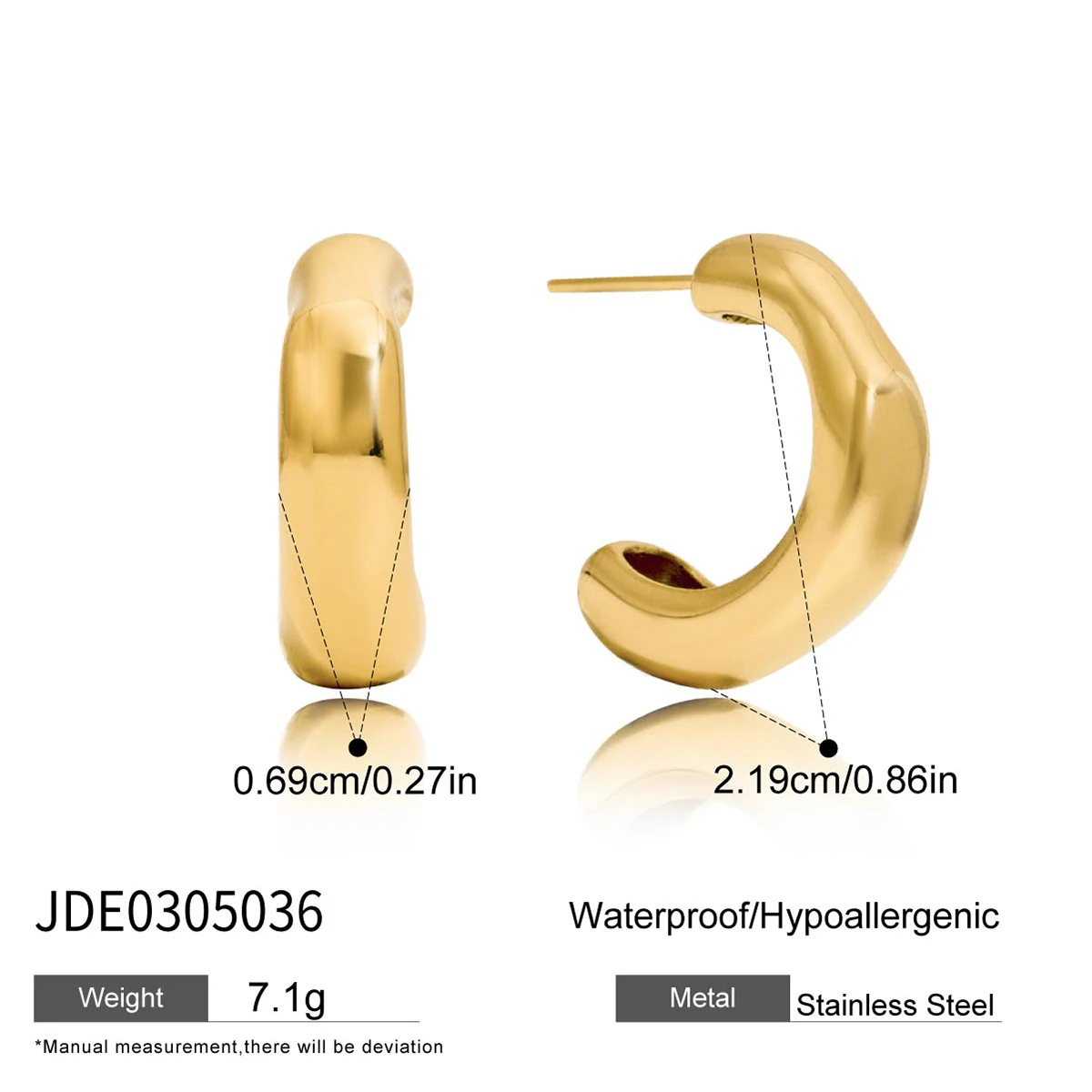 Gold Stainless Steel Geometric Earrings JDE0305036 8 Gold Stainless Steel Geometric Earrings JDE0305036 - Image 8