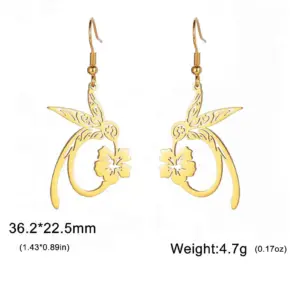 Stainless Steel Hummingbird & Flower Earrings 15 S1720d2d2f3a3406997881d60f8ba38568
