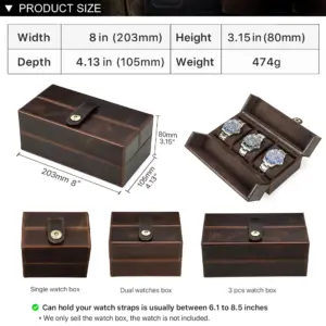 Coffee Leather Watch Case with 3 Slots 14 S17509513e584490cbe97e4bfe4016936y
