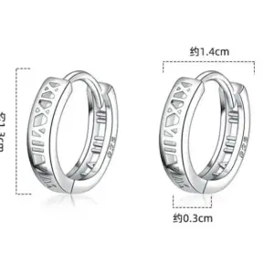 Silver Ethnic Hoop Earrings with Geometric Cut-Outs 11 S175e74fe3abb47b7bec15c58d464f428I