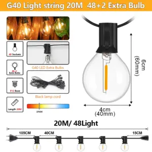 Outdoor LED G40 String Lights with 2200K Warm Glow 17 S17629d02fe7842088365df571acde865d 2