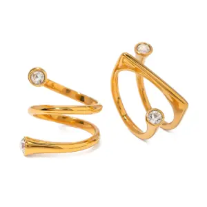 Modern Gold-Tone Asymmetrical Stainless Steel Ring