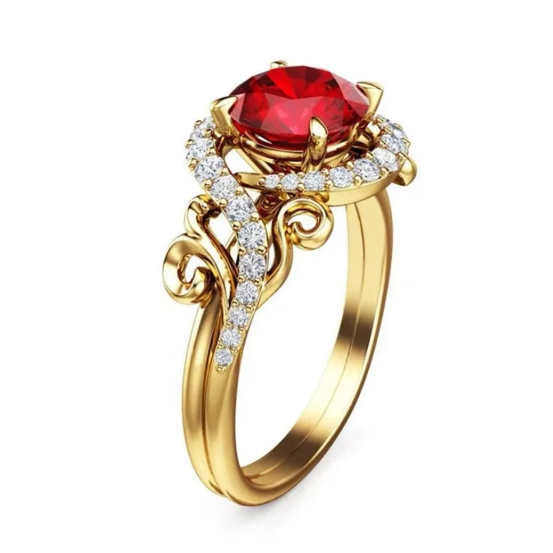 Women's Red and White Stone Fashion Ring 3 Women's Red and White Stone Fashion Ring - Image 3