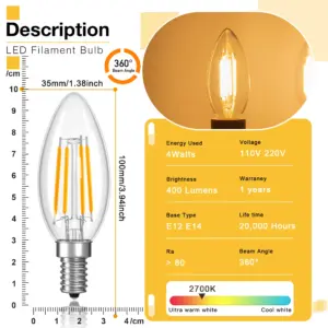 Vintage LED Candle Bulbs Set of 10 8 S17a8febae0204bfeb131e3be9fc39e7bE