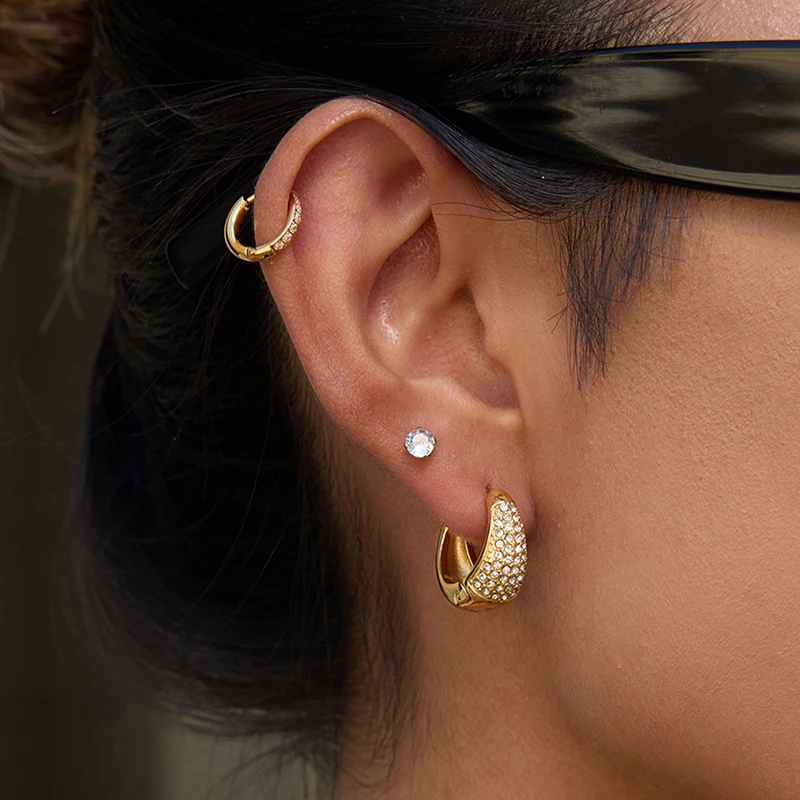 Stainless Steel U-Shaped Zircon Earrings 3 Stainless Steel U-Shaped Zircon Earrings - Image 3