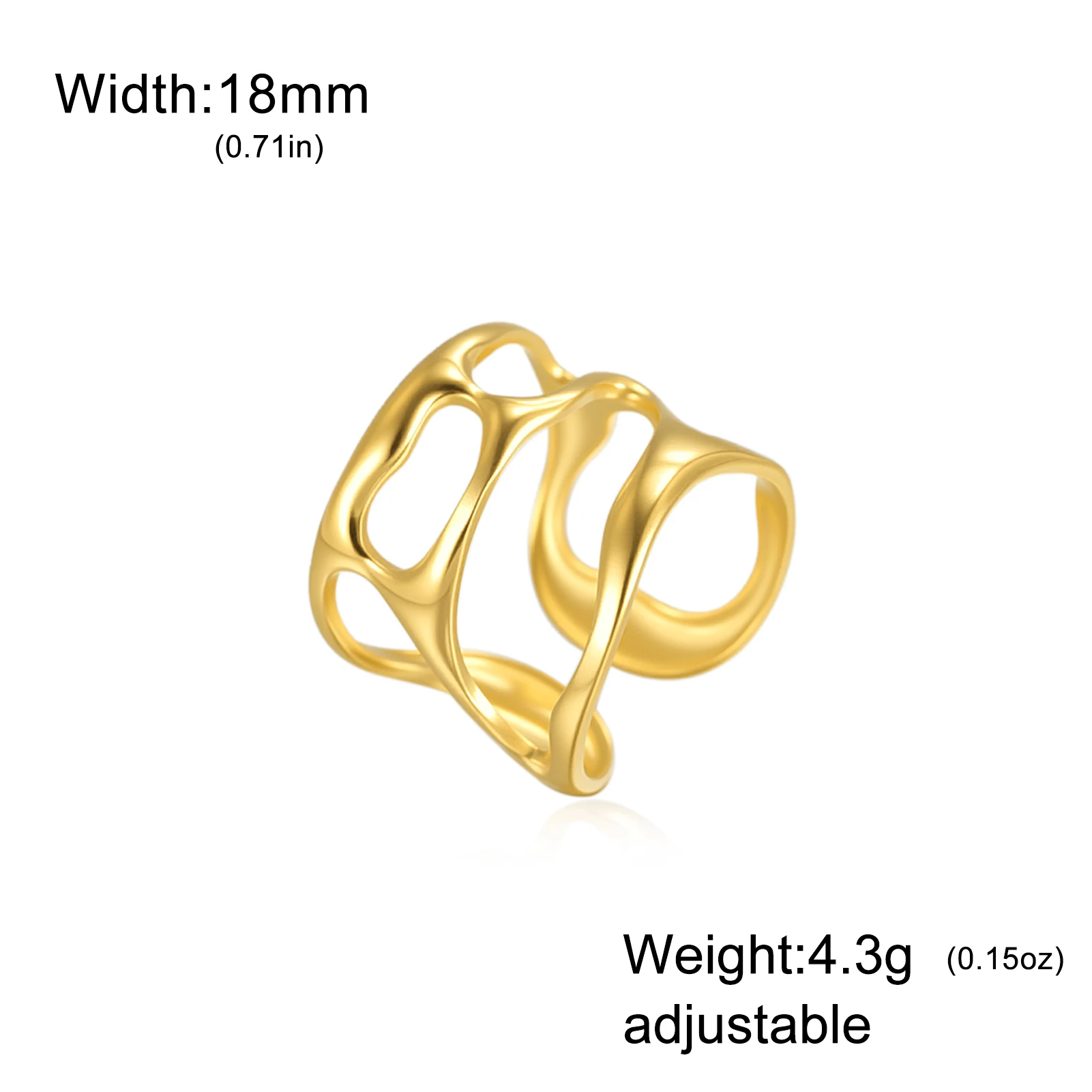 Gold Geometric Open Ring for Women 10 Gold Geometric Open Ring for Women - Image 10