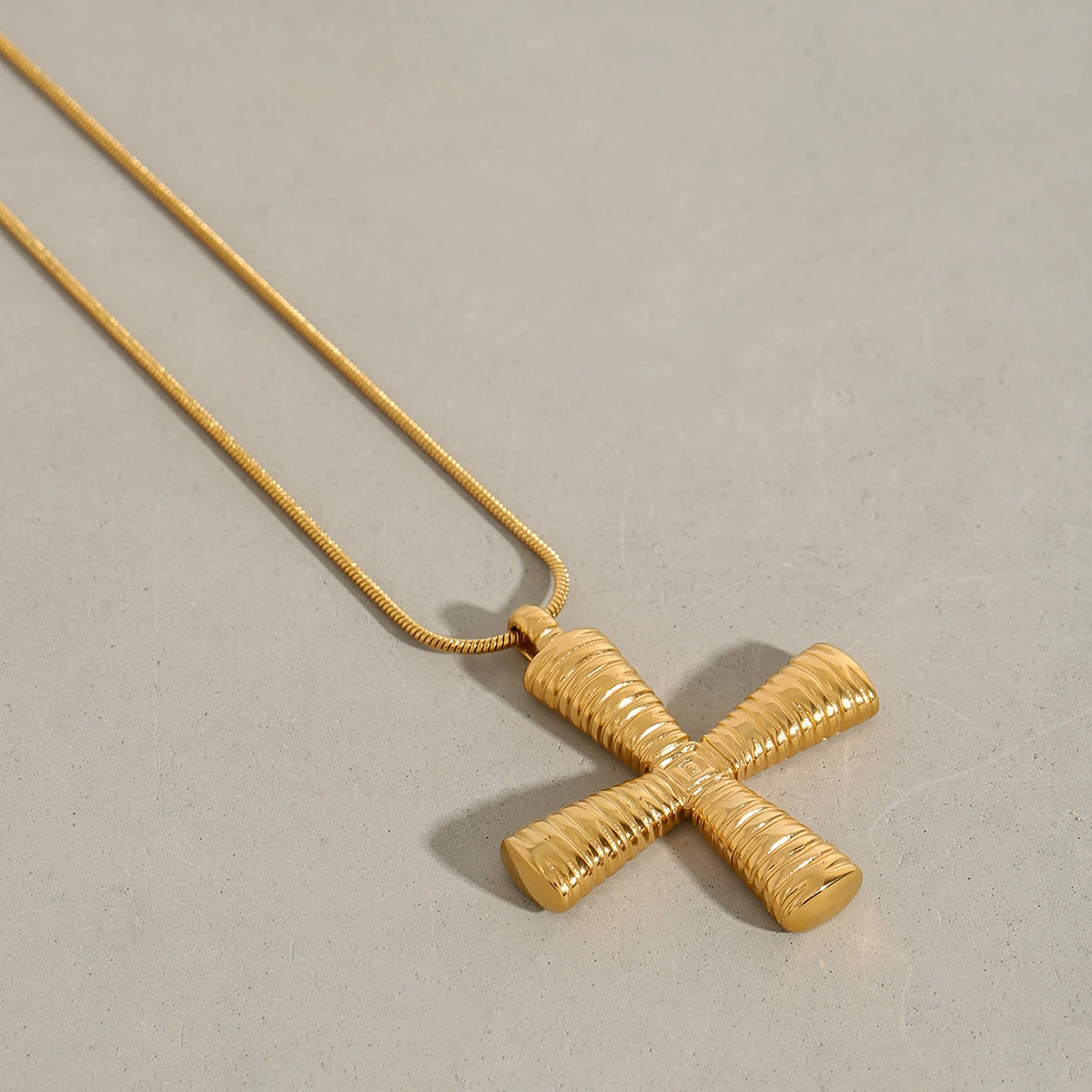 Elegant Stainless Steel Gold Cross Necklace 6 Elegant Stainless Steel Gold Cross Necklace - Image 6