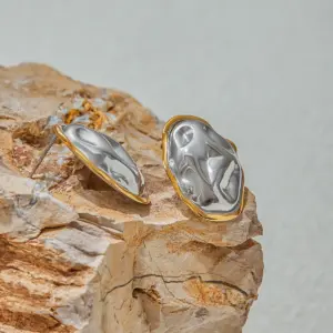 Stainless Steel Folded Oval Earrings 12 S1872a612fa794776badb075bef0e4e809