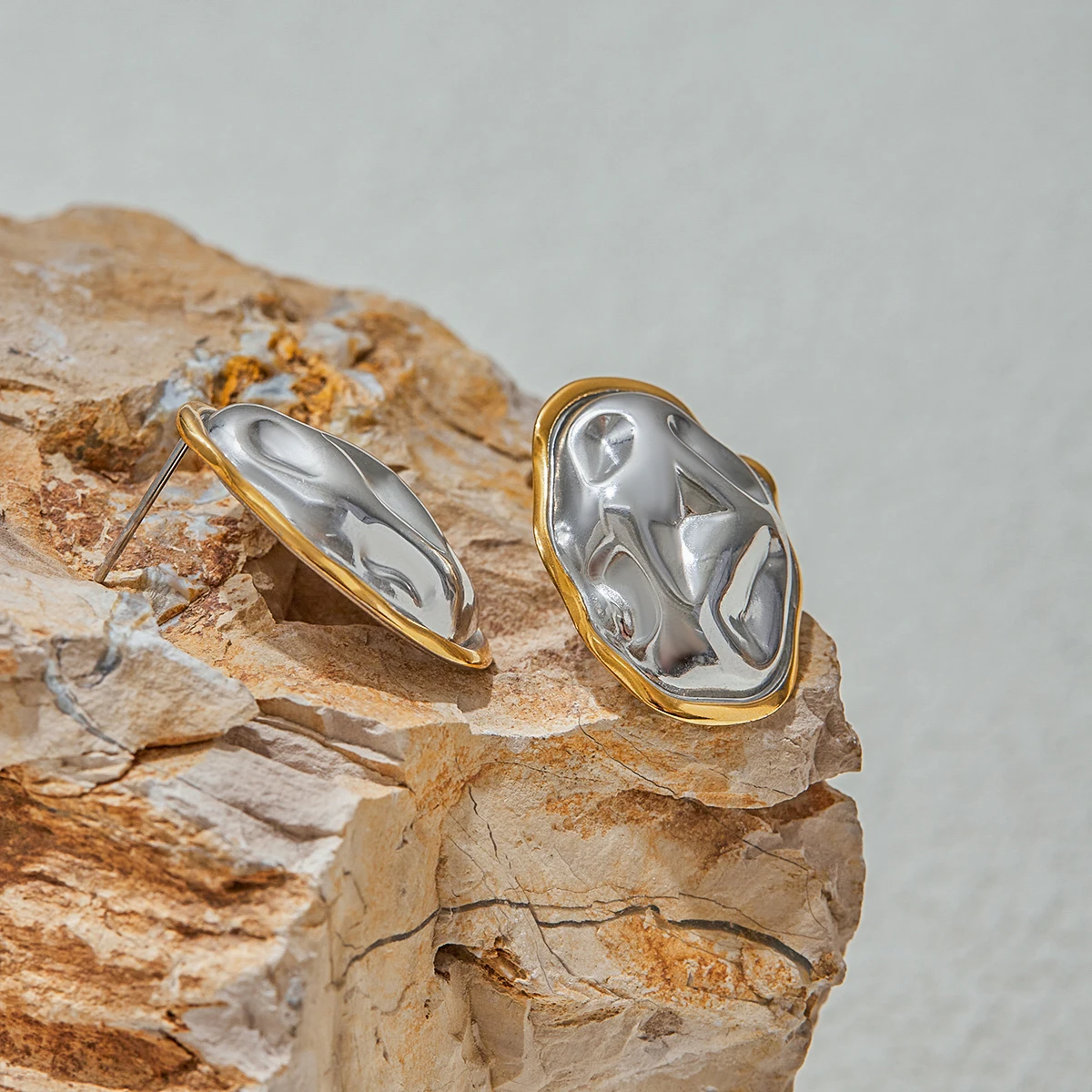 Stainless Steel Folded Oval Earrings 6 Stainless Steel Folded Oval Earrings - Image 6