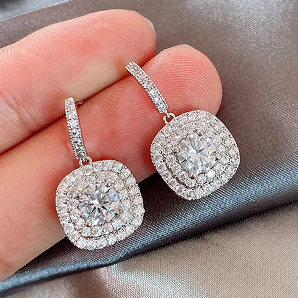 Elegant Silver Drop Earrings with Cubic Zirconia 2 Elegant Silver Drop Earrings with Cubic Zirconia - Image 2