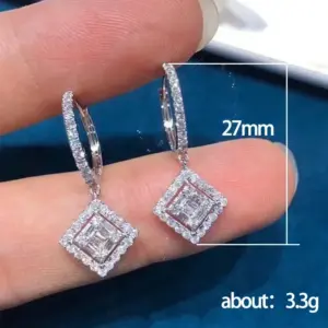 Square Sterling Silver Earrings with Cubic Zirconia 9 S189f51af3fab4405b391df7f49faf3d1S