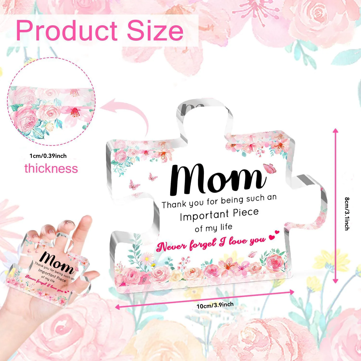 Mother’s Day Acrylic Gift Plaque with Floral Design 2 Mother’s Day Acrylic Gift Plaque with Floral Design - Image 2
