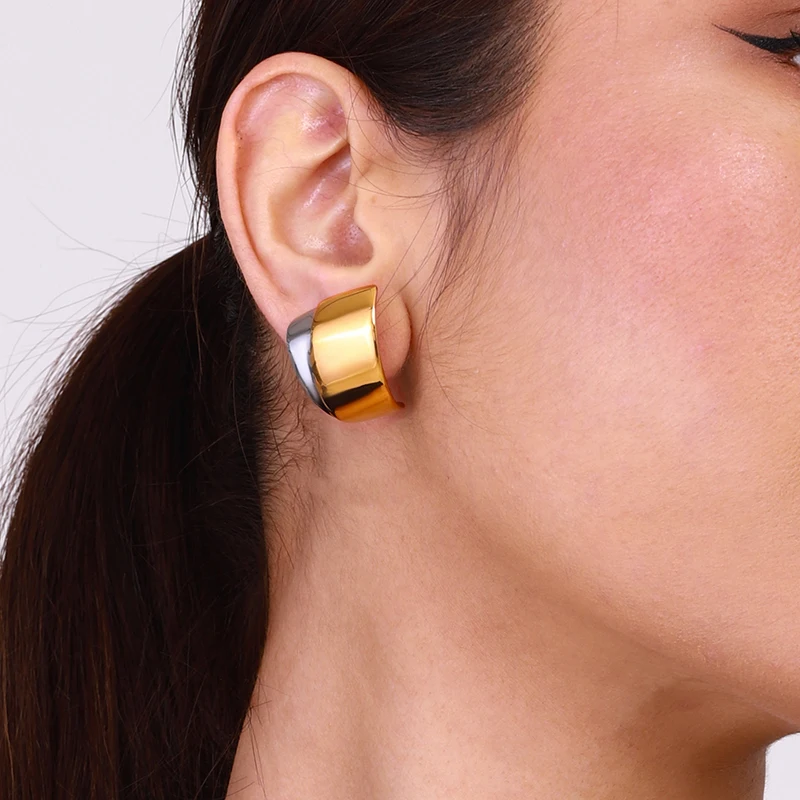 Stainless Steel Gold Silver Geometric Earrings 2 Stainless Steel Gold Silver Geometric Earrings - Image 2