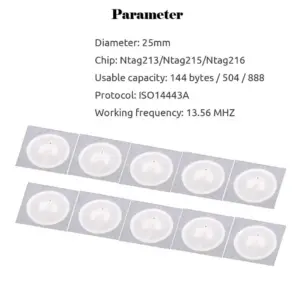 10-Pack 25mm NFC RFID Stickers for Contactless Tech 10 S1943317869894ec3af2fe07b039d7793B