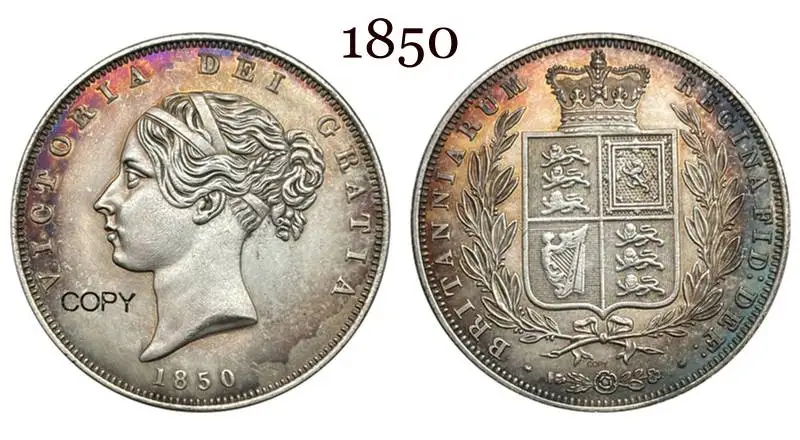 British Half Crown Coin Replica, 1840s-1850s 10 British Half Crown Coin Replica, 1840s-1850s - Image 10
