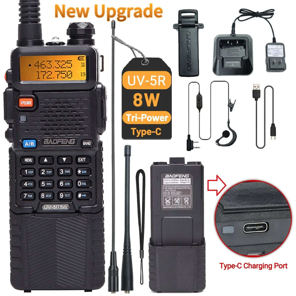 Baofeng UV-5R Dual-Band Walkie Talkie 8W 7 Baofeng UV-5R Dual-Band Walkie Talkie 8W - Image 7