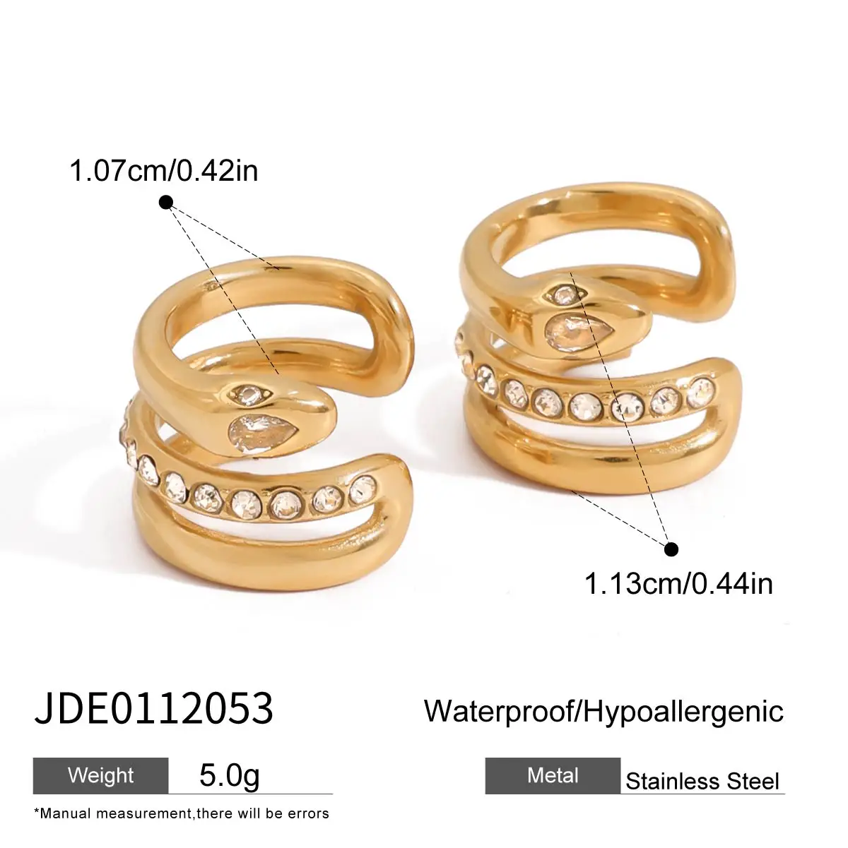 Waterproof Gold Steel Earrings for Sensitive Skin 9 Waterproof Gold Steel Earrings for Sensitive Skin - Image 9