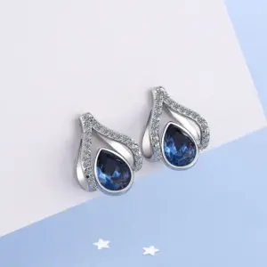 Water Drop Sapphire Sterling Silver Earrings 10 S19913626a7fc4e508db952ca9cb5a907t