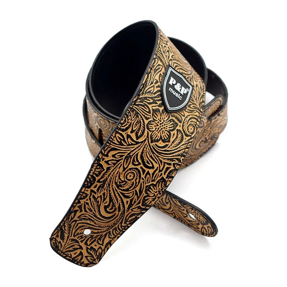 Flower Carving PU Guitar Strap (160cm x 6.6cm) 3 Flower Carving PU Guitar Strap (160cm x 6.6cm) - Image 3