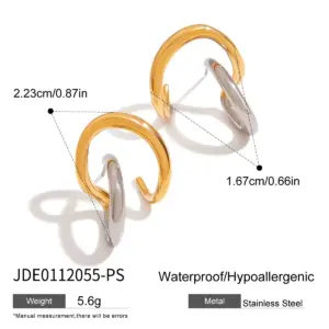 Two-Tone Stainless Steel Hoop Earrings 13 S19b2d3132b84485897a62a4de1e203cdW