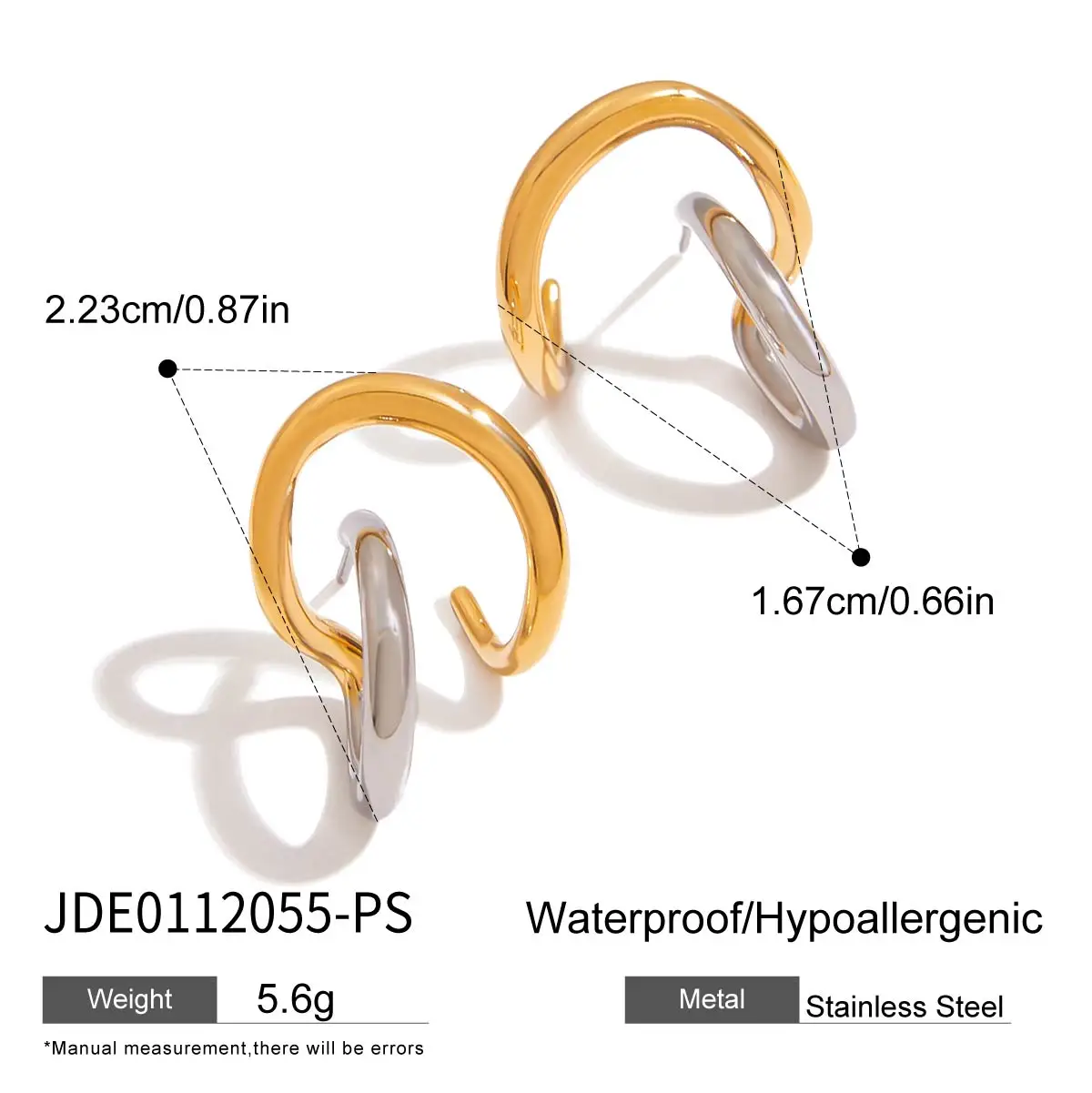 Two-Tone Stainless Steel Hoop Earrings 7 Two-Tone Stainless Steel Hoop Earrings - Image 7