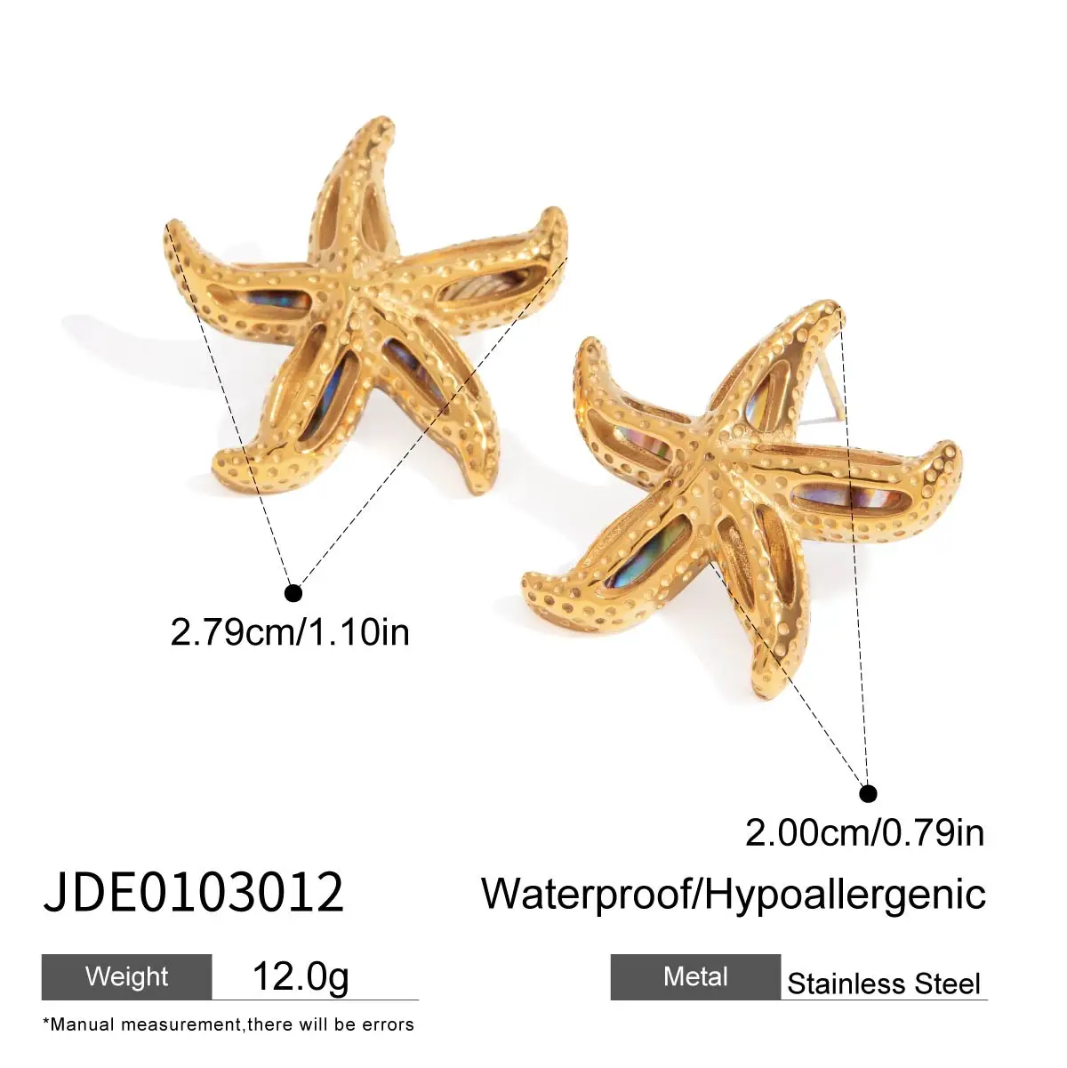 Stainless Steel Gold Starfish Earrings 7 Stainless Steel Gold Starfish Earrings - Image 7