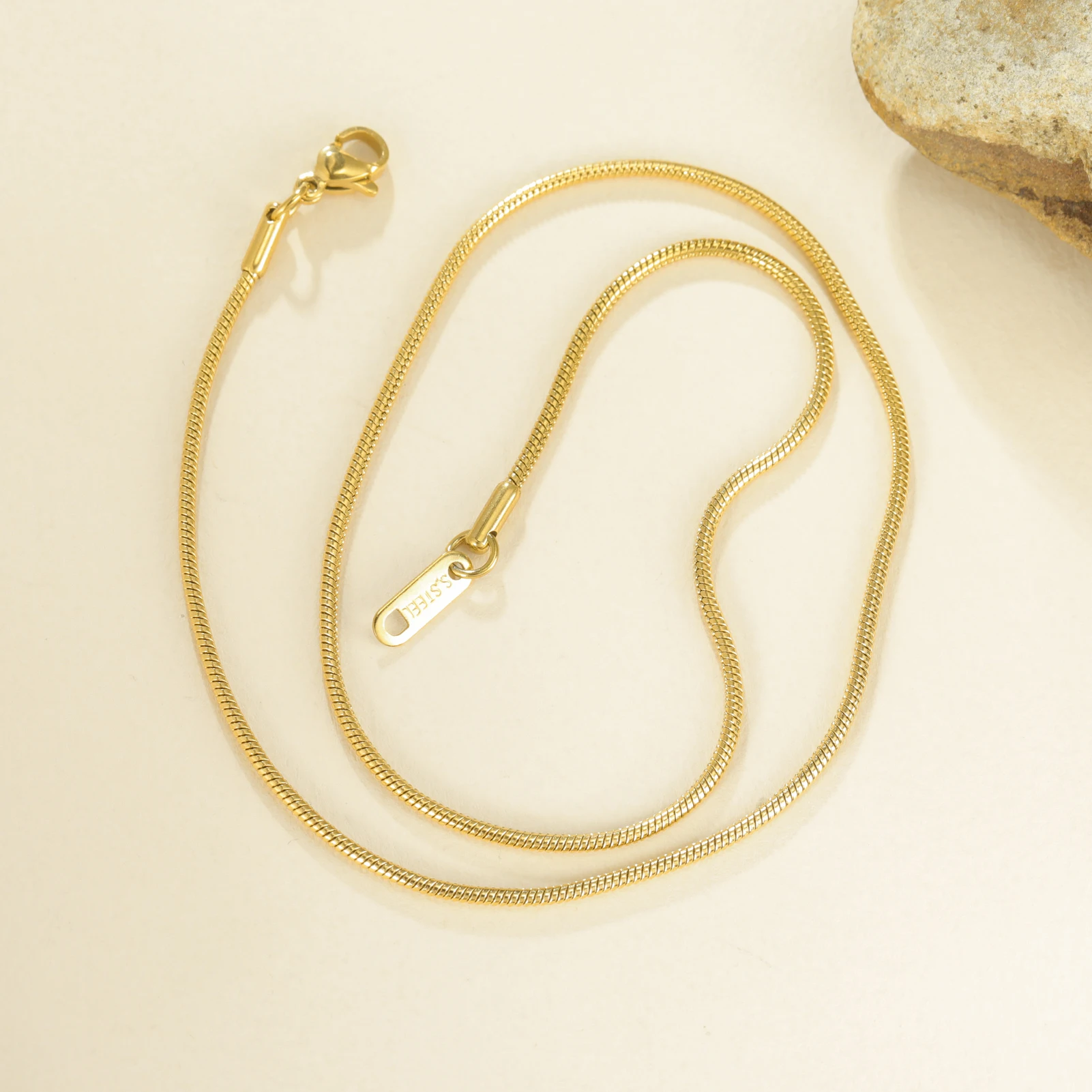 Gold Stainless Steel Snake Chain Necklace 40-60cm 6 Gold Stainless Steel Snake Chain Necklace 40-60cm - Image 6
