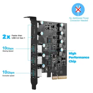 High-Speed PCIe USB Expansion Card for PC