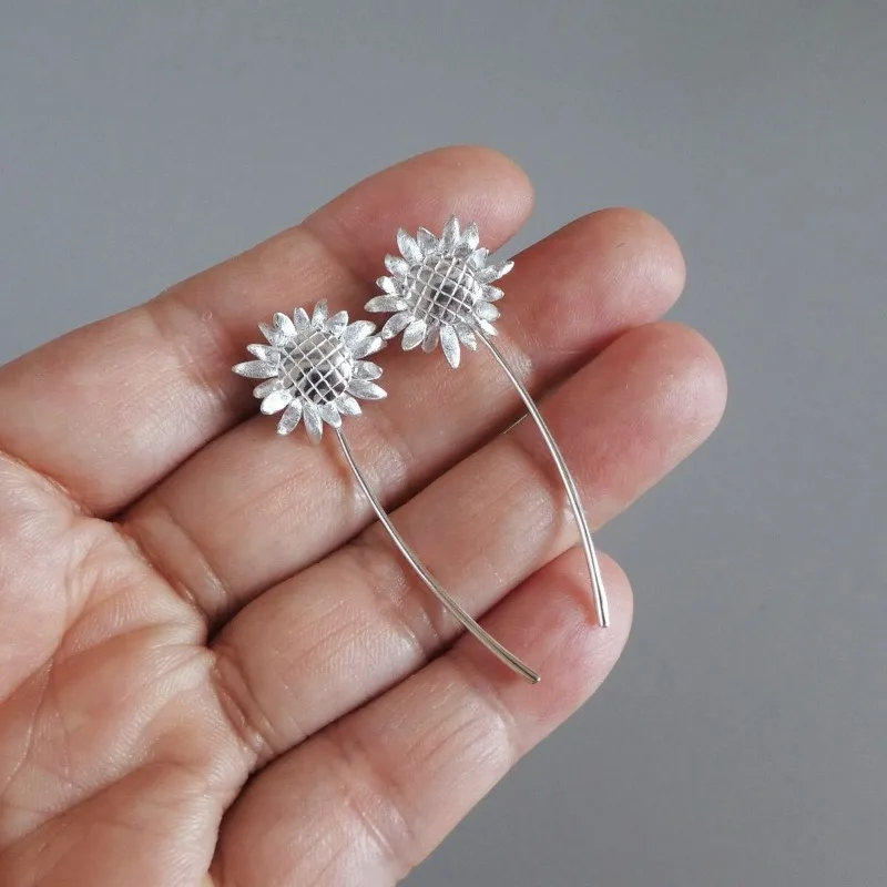 Vintage Sunflower Drop Earrings for Women 2 Vintage Sunflower Drop Earrings for Women - Image 2