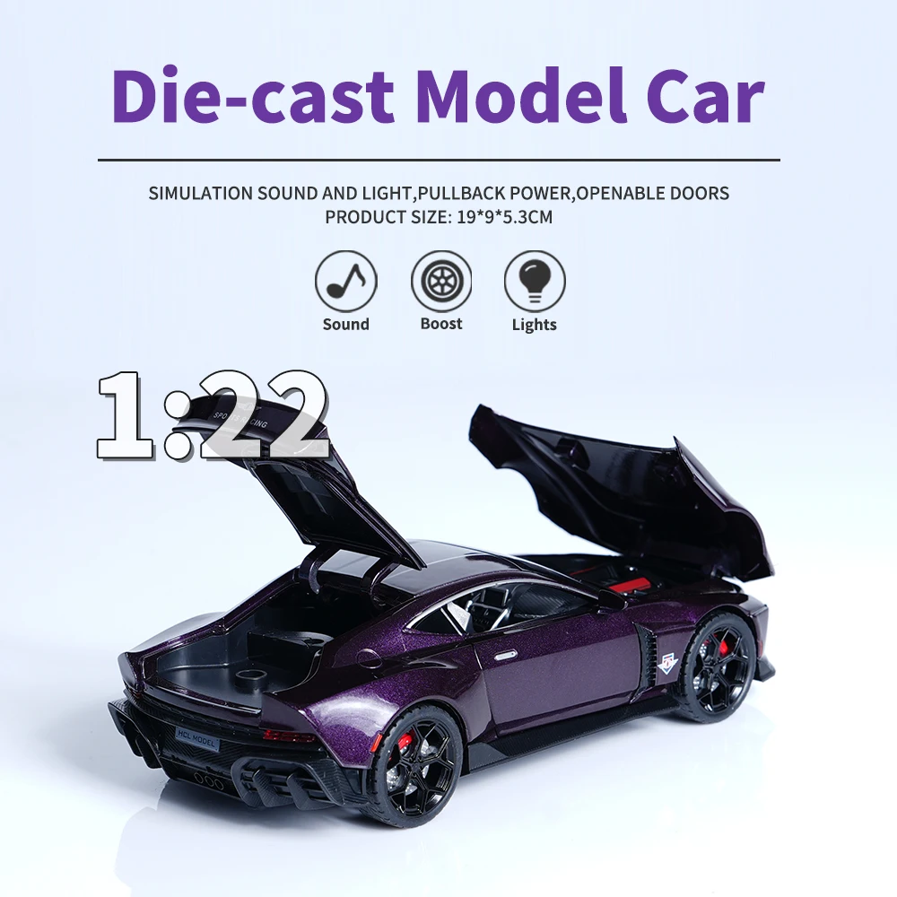 1:22 Purple Alloy Supercar Model 5 1:22 Purple Alloy Supercar Model - Image 5